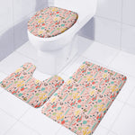 Pastel Cactus And Succulent Print 3 Piece Bath Mat Set