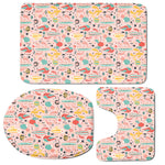 Pastel Cactus And Succulent Print 3 Piece Bath Mat Set