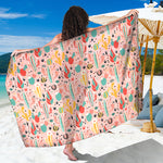 Pastel Cactus And Succulent Print Beach Sarong Wrap