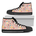 Pastel Cactus And Succulent Print Black High Top Sneakers