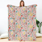 Pastel Cactus And Succulent Print Blanket