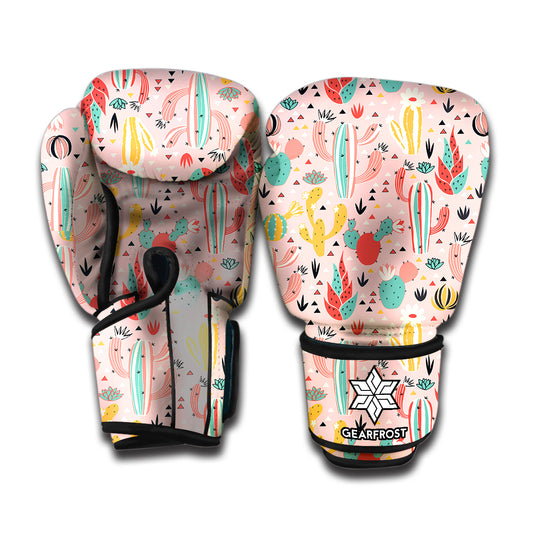 Pastel Cactus And Succulent Print Boxing Gloves