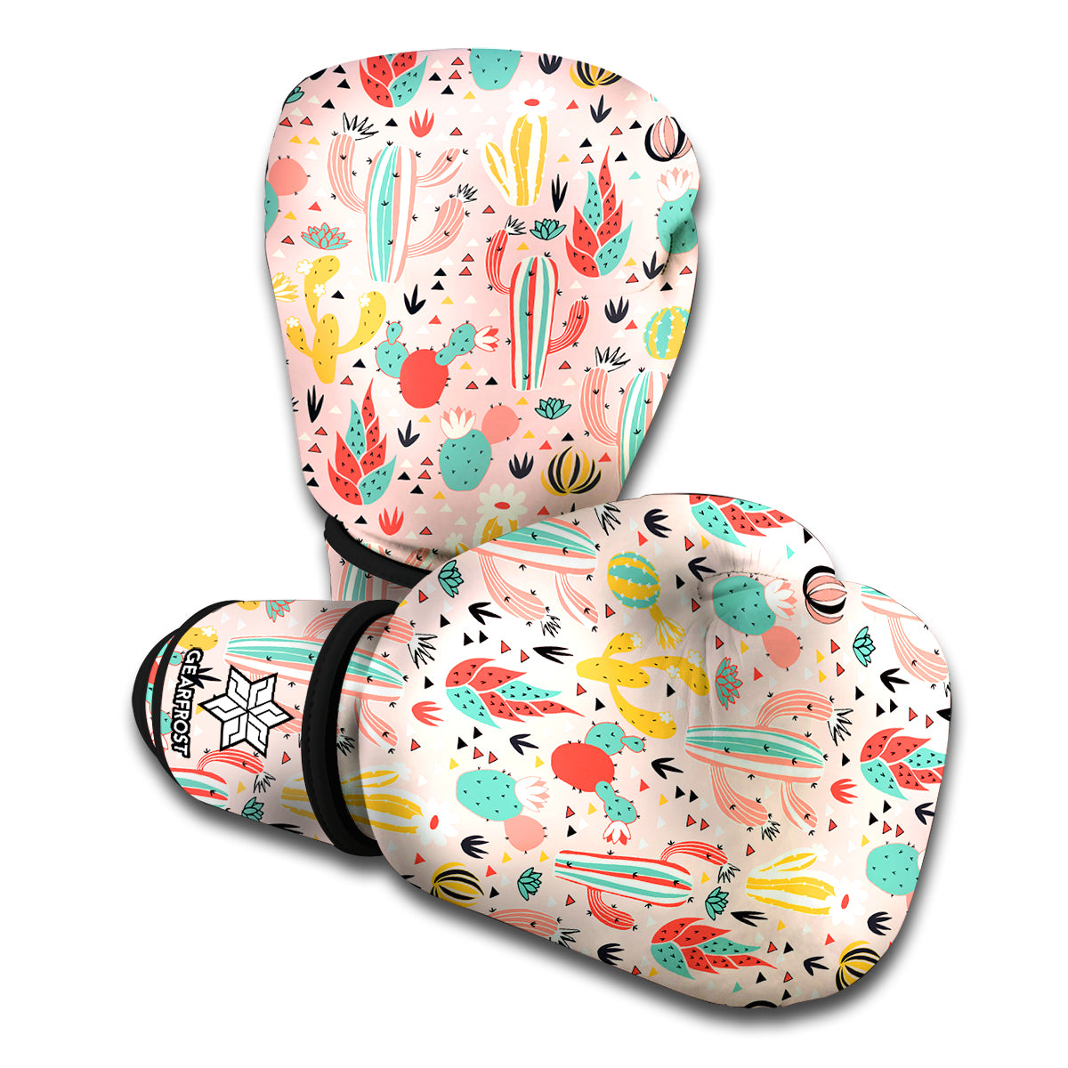Pastel Cactus And Succulent Print Boxing Gloves