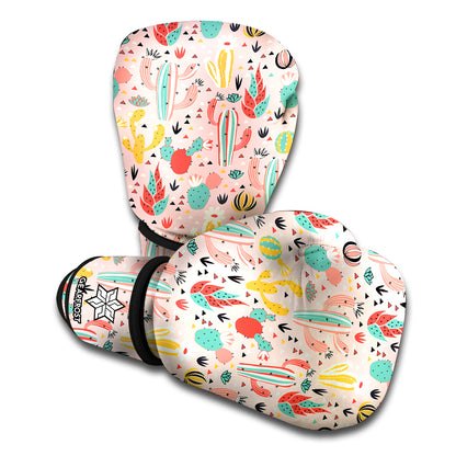 Pastel Cactus And Succulent Print Boxing Gloves