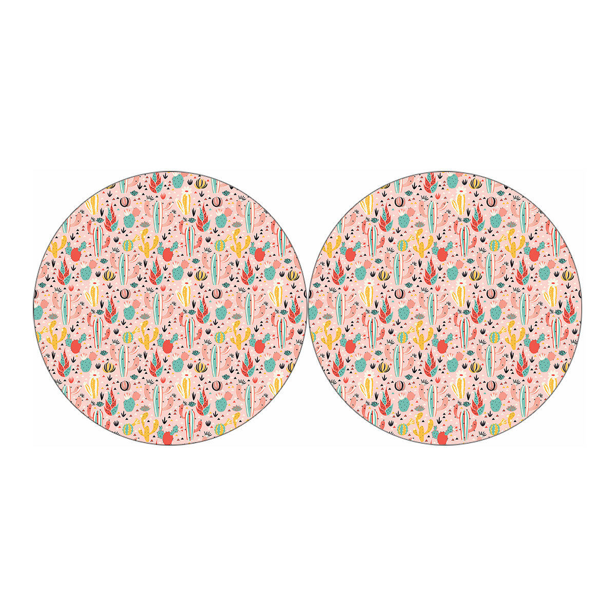 Pastel Cactus And Succulent Print Car Coasters