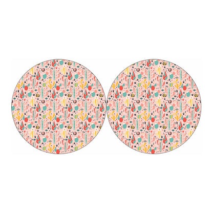 Pastel Cactus And Succulent Print Car Coasters
