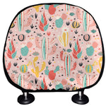 Pastel Cactus And Succulent Print Car Headrest Covers