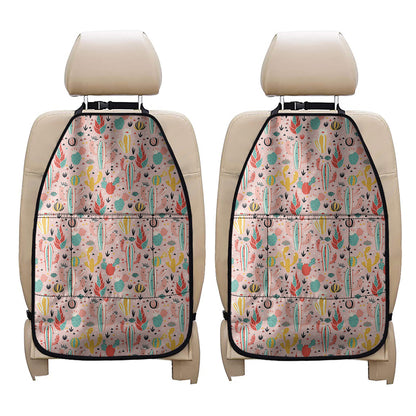 Pastel Cactus And Succulent Print Car Seat Organizers