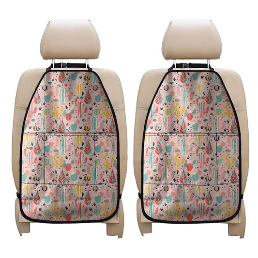 Pastel Cactus And Succulent Print Car Seat Organizers