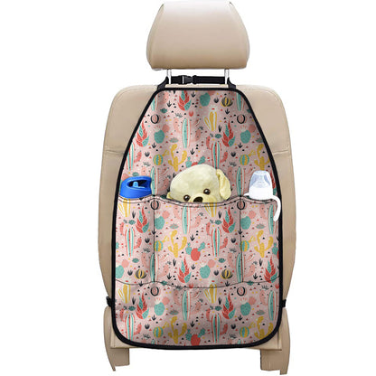 Pastel Cactus And Succulent Print Car Seat Organizers