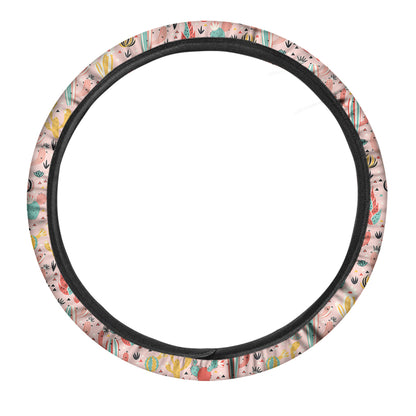 Pastel Cactus And Succulent Print Car Steering Wheel Cover