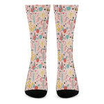 Pastel Cactus And Succulent Print Crew Socks