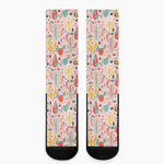 Pastel Cactus And Succulent Print Crew Socks