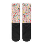 Pastel Cactus And Succulent Print Crew Socks
