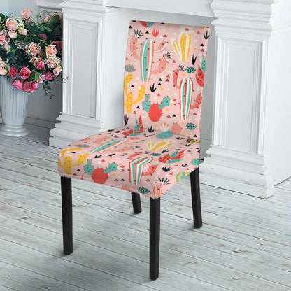 Pastel Cactus And Succulent Print Dining Chair Slipcover