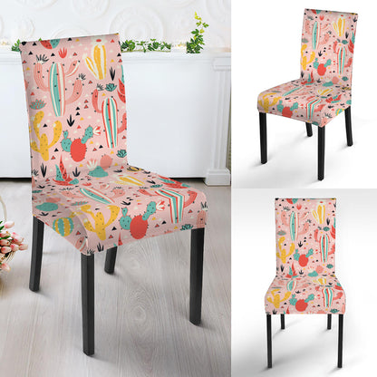 Pastel Cactus And Succulent Print Dining Chair Slipcover