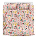 Pastel Cactus And Succulent Print Duvet Cover Bedding Set