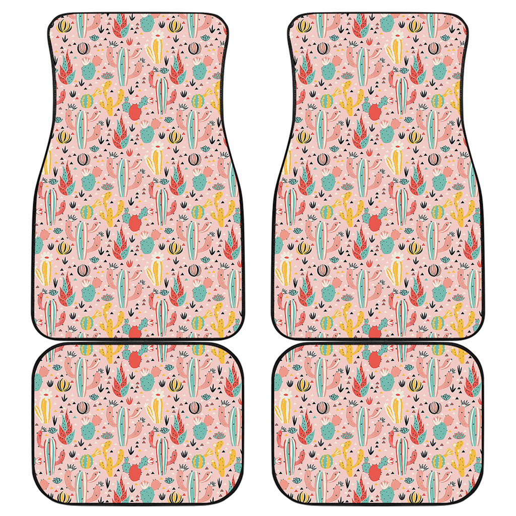 Pastel Cactus And Succulent Print Front and Back Car Floor Mats