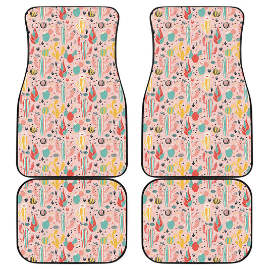 Pastel Cactus And Succulent Print Front and Back Car Floor Mats