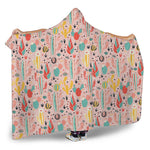Pastel Cactus And Succulent Print Hooded Blanket