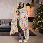 Pastel Cactus And Succulent Print Hooded Blanket