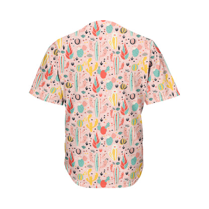 Pastel Cactus And Succulent Print Men's Baseball Jersey