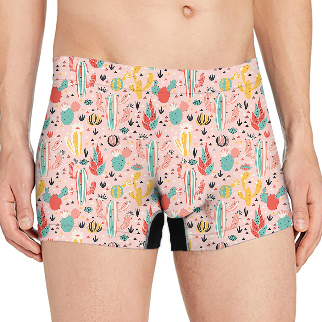 Pastel Cactus And Succulent Print Men's Boxer Briefs