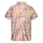 Pastel Cactus And Succulent Print Men's Short Sleeve Shirt