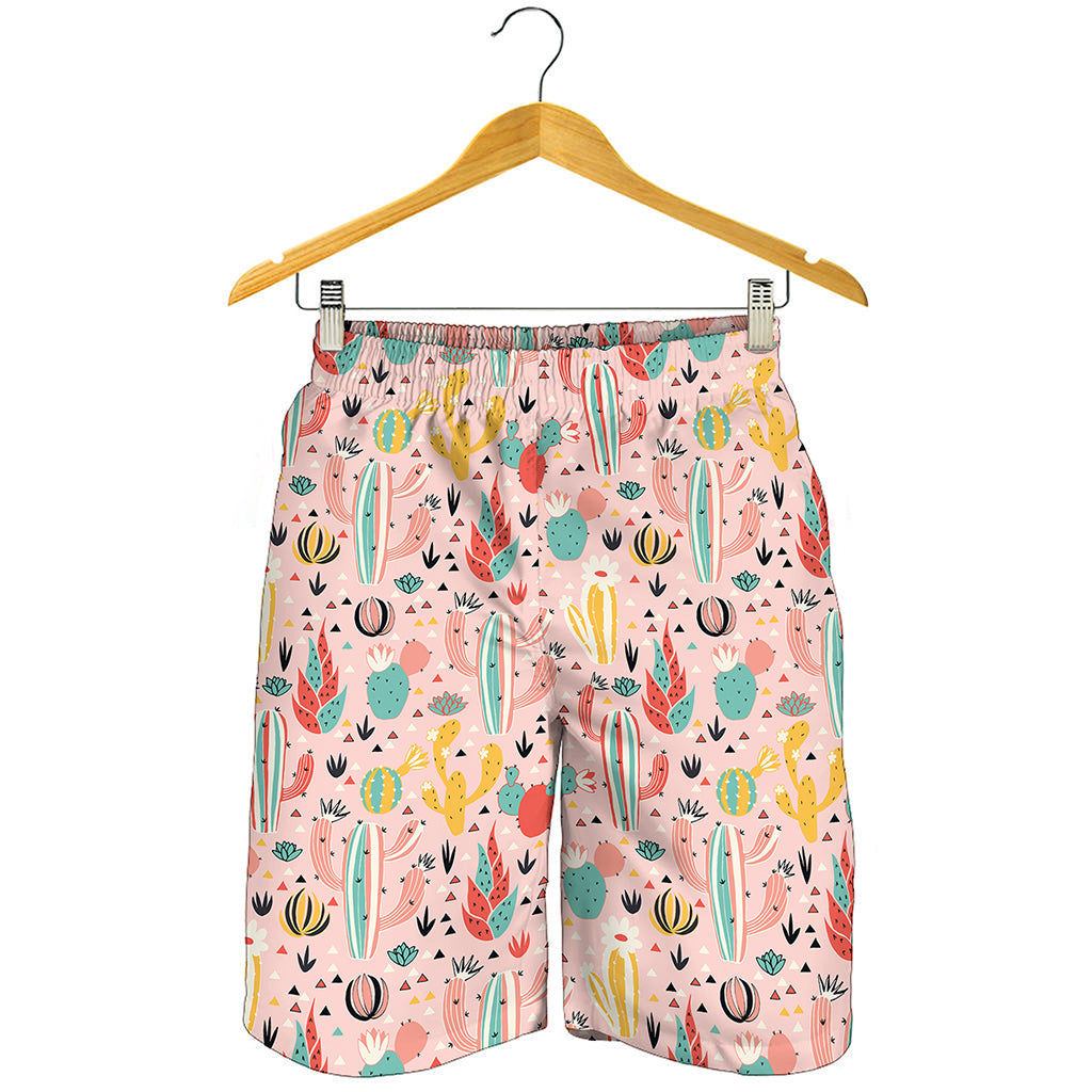 Pastel Cactus And Succulent Print Men's Shorts