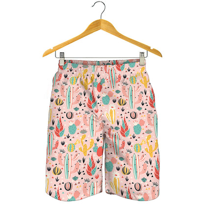 Pastel Cactus And Succulent Print Men's Shorts