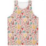 Pastel Cactus And Succulent Print Men's Tank Top