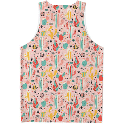 Pastel Cactus And Succulent Print Men's Tank Top