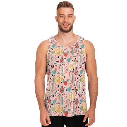 Pastel Cactus And Succulent Print Men's Tank Top