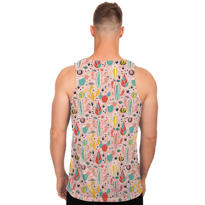 Pastel Cactus And Succulent Print Men's Tank Top