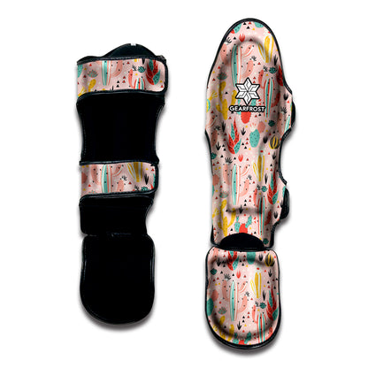 Pastel Cactus And Succulent Print Muay Thai Shin Guard