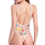 Pastel Cactus And Succulent Print One Piece High Cut Swimsuit