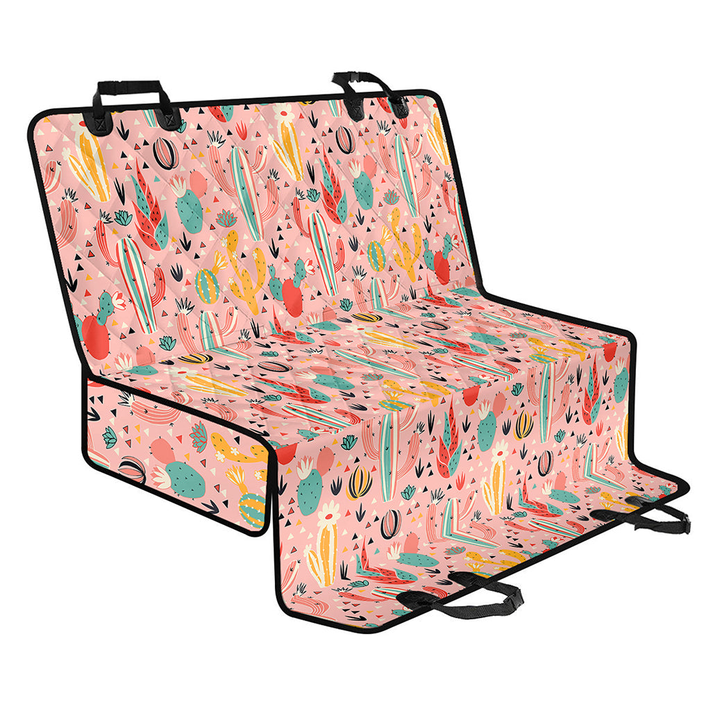 Pastel Cactus And Succulent Print Pet Car Back Seat Cover