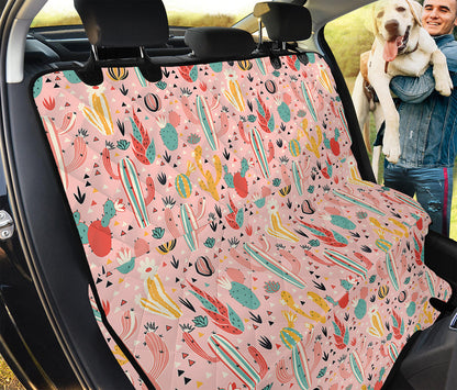 Pastel Cactus And Succulent Print Pet Car Back Seat Cover