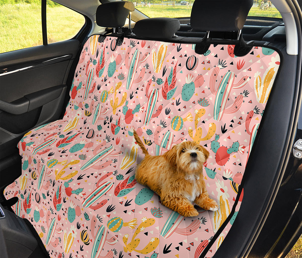 Pastel Cactus And Succulent Print Pet Car Back Seat Cover