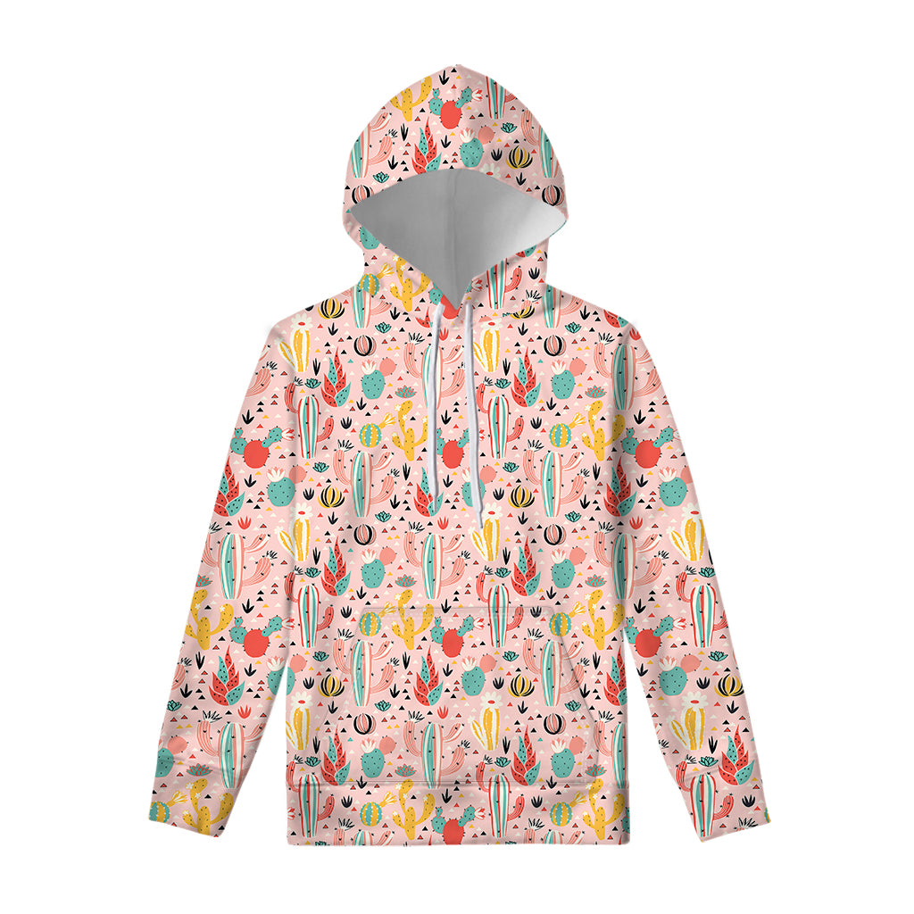 Pastel Cactus And Succulent Print Pullover Hoodie