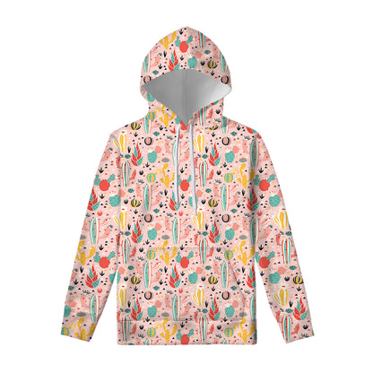 Pastel Cactus And Succulent Print Pullover Hoodie