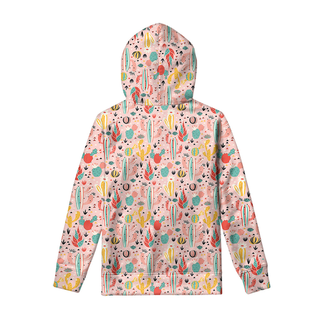 Pastel Cactus And Succulent Print Pullover Hoodie