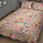 Pastel Cactus And Succulent Print Quilt Bed Set