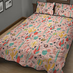 Pastel Cactus And Succulent Print Quilt Bed Set