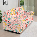 Pastel Cactus And Succulent Print Sofa Cover