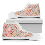 Pastel Cactus And Succulent Print White High Top Shoes