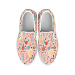 Pastel Cactus And Succulent Print White Slip On Shoes
