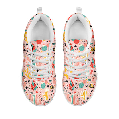 Pastel Cactus And Succulent Print White Sneakers