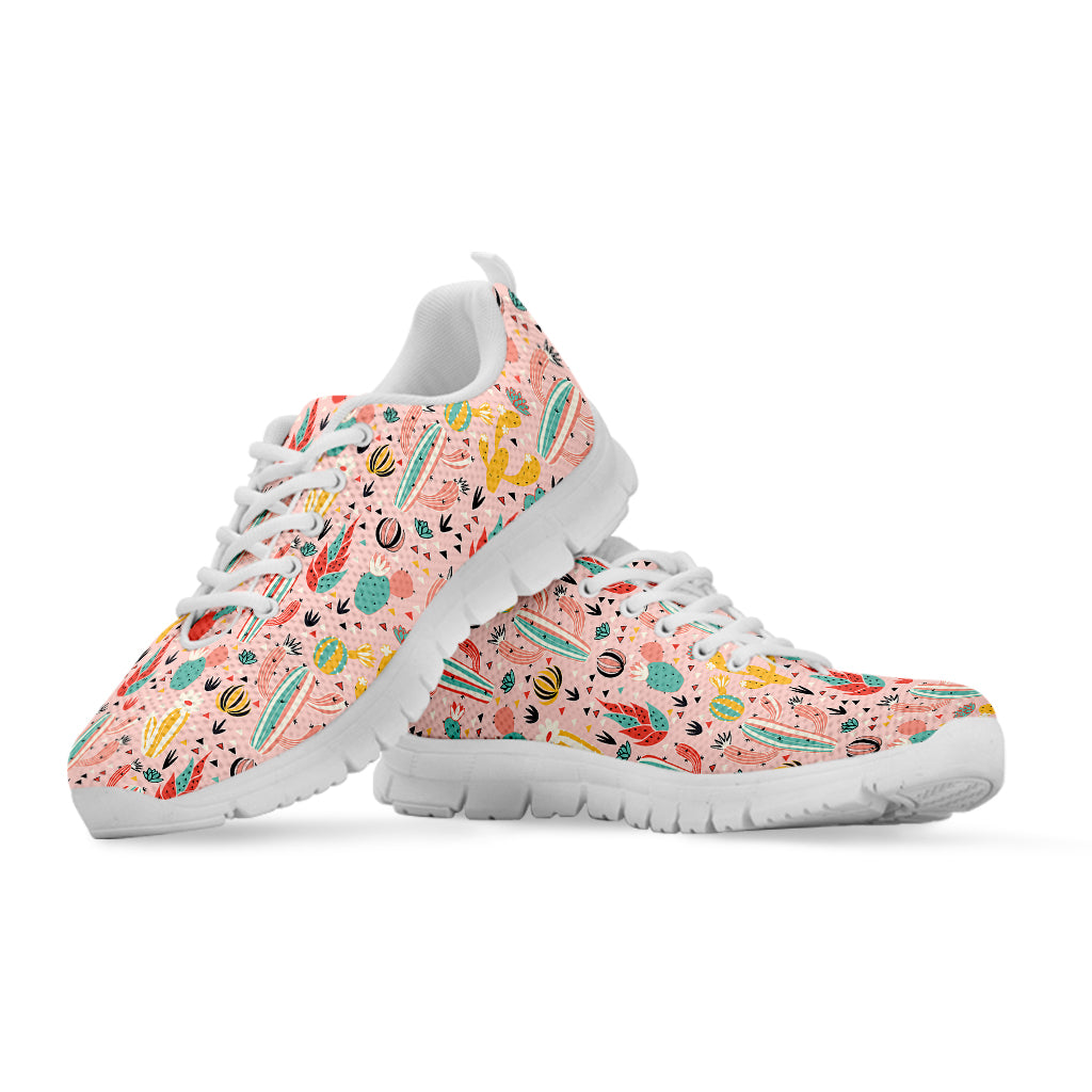 Pastel Cactus And Succulent Print White Sneakers