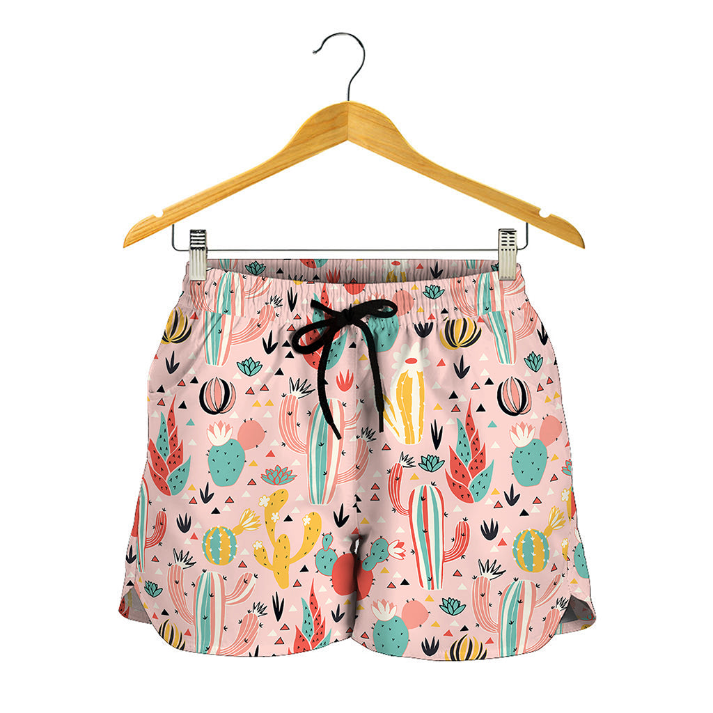 Pastel Cactus And Succulent Print Women's Shorts